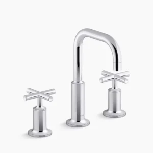 Kohler Purist Widespread bathroom sink faucet with Cross handles, 1.2 gpm – Polished Chrome