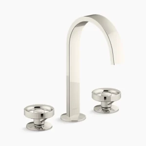 Kohler Components Bathroom sink faucet spout with Ribbon design, 1.2 gpm – Vibrant Polished Nickel