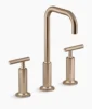 Kohler Purist Widespread bathroom sink faucet with Lever handles, 1.2 gpm – Vibrant Brushed Bronze