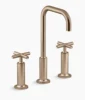 Kohler Purist Widespread bathroom sink faucet with Cross handles, 1.2 gpm – Vibrant Brushed Bronze