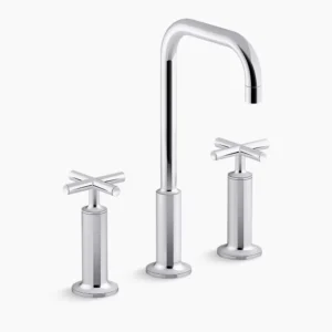 Kohler Purist Widespread bathroom sink faucet with Cross handles, 1.2 gpm – Polished Chrome