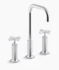 Kohler Purist Widespread bathroom sink faucet with Cross handles, 1.2 gpm – Polished Chrome