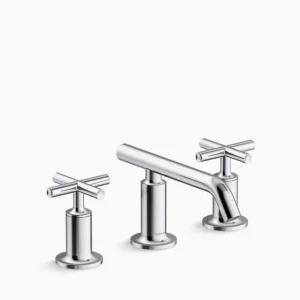 Kohler Purist Widespread bathroom sink faucet with Cross handles, 1.2 gpm – Polished Chrome