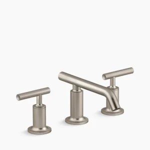 Kohler Purist Widespread bathroom sink faucet with Lever handles, 1.2 gpm – Vibrant Brushed Nickel