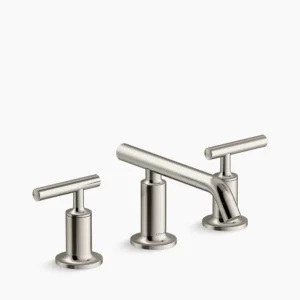Kohler Purist Widespread bathroom sink faucet with Lever handles, 1.2 gpm – Vibrant Polished Nickel