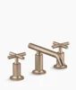 Kohler Purist Widespread bathroom sink faucet with Cross handles, 1.2 gpm – Vibrant Brushed Bronze