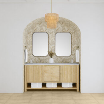 Marigot Single 72" Double Vanity, Sunwashed Oak w/ 3 CM Arctic Fall Solid Surface Top - Image 2