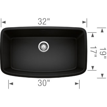 Blanco Valea SILGRANIT 32" Super Single Undermount Kitchen Sink - Coal Black - Image 3