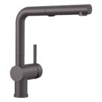 Blanco Linus Low Arc Pull-Out Dual-Spray Kitchen Faucet 1.5 GPM - Cinder