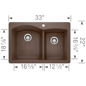 Blanco Diamond SILGRANIT 33" 60/40 Double Bowl Dual Mount Kitchen Sink - Café - Image 4