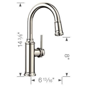 Blanco Empressa Pull-Down Bar Faucet 1.5 GPM - Polished Nickel - Image 3