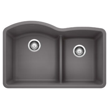Blanco Diamond SILGRANIT 32" 60/40 Double Bowl Undermount Kitchen Sink with Low Divide - Cinder