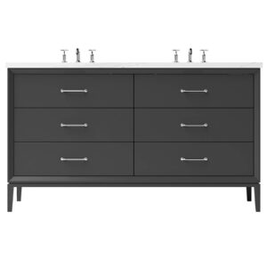 Vander 72″ Alexandra Double Drawer Bath Vanity In Off Black
