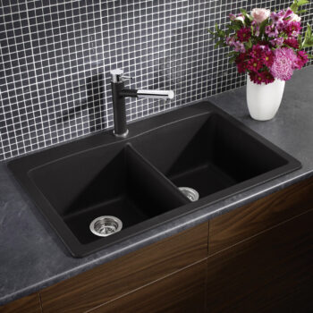 Blanco Diamond SILGRANIT 33" 50/50 Double Bowl Dual Mount Kitchen Sink - Anthracite - Image 4