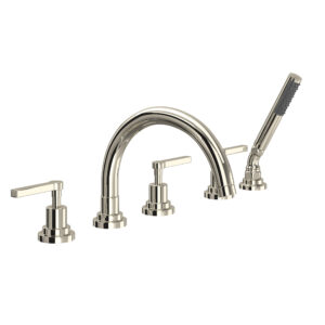 ROHL Lombardia® 5-Hole Deck Mount Tub Filler With C-Spout In Polished Nickel