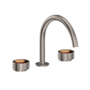 ROHL Eclissi™ Widespread Lavatory Faucet With C-Spout In Satin Nickel/Satin Gold