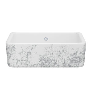 Shaws Lancaster™ 30″ Single Bowl Farmhouse Apron Front Fireclay Kitchen Sink With Metallic Design In Metallic Silver