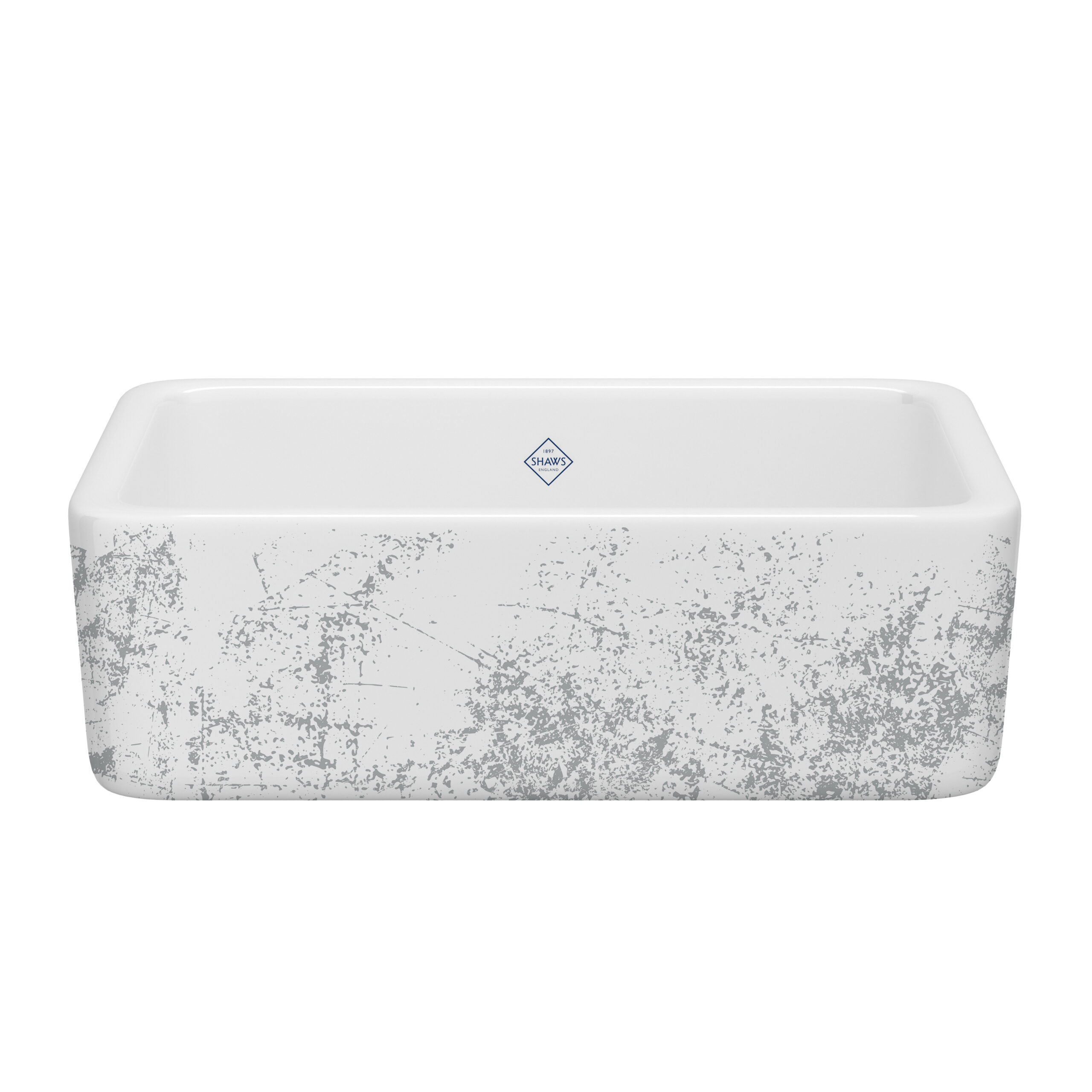 Shaws Lancaster™ 30" Single Bowl Farmhouse Apron Front Fireclay Kitchen Sink With Metallic Design In Metallic Silver