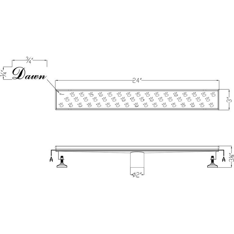 Dawn® Memuru River Series - Linear Shower Drain 24"L In Polished satin - Image 2