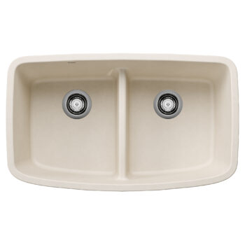 Blanco Valea SILGRANIT 32" 50/50 Double Bowl Undermount Kitchen Sink with Low Divide - Soft White