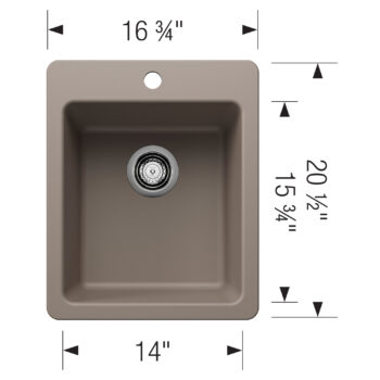 Blanco Liven SILGRANIT 17" Dual Mount Bar Sink - Truffle - Image 3