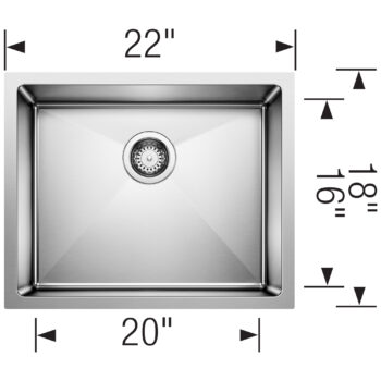 Blanco Quatrus R15 22" Single Bowl Undermount Stainless Steel Kitchen Sink - Image 3