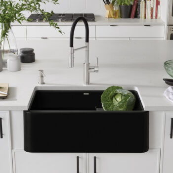 Blanco Ikon SILGRANIT 30" Single Bowl Apron-Front Farmhouse Sink - Coal Black - Image 2