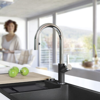 Blanco Urbena Pull-Down Dual-Spray Kitchen Faucet 1.5 GPM - Chrome/Anthracite - Image 2