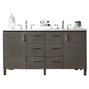Metropolitan 60" Double Vanity, Silver Oak