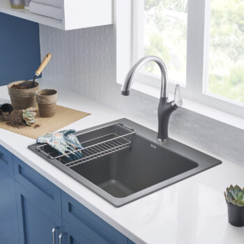 Blanco Liven SILGRANIT 25" Single Bowl Dual Mount Laundry Sink - Cinder - Image 2