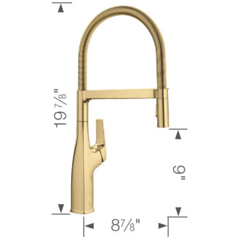 Blanco Rivana Semi-Pro Pull-Down Dual-Spray Kitchen Faucet 1.5 GPM - Satin Gold - Image 14