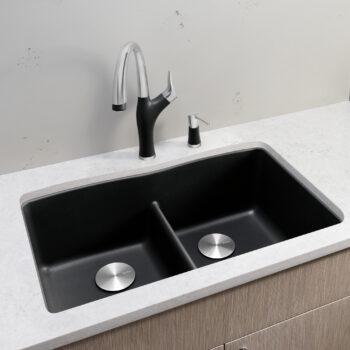 Blanco Diamond SILGRANIT 32" 50/50 Double Bowl Undermount Kitchen Sink with Low Divide - Anthracite - Image 3