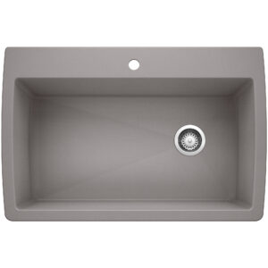 Blanco Diamond SILGRANIT 33.5″ Super Single Dual Mount Kitchen Sink – Metallic Gray