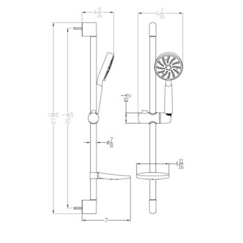 Dawn® Multifunction Handshower with slide bar, Brushed Nickel - Image 2