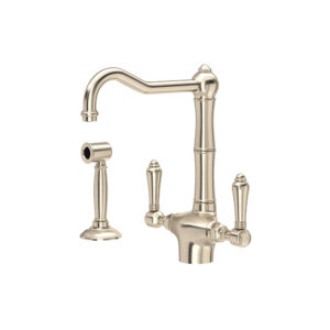 ROHL Acqui® Two Handle Kitchen Faucet With Side Spray In Satin Nickel