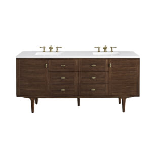 Amberly 72″ Double Vanity, Mid-Century Walnut