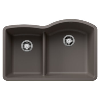 Blanco Diamond SILGRANIT 32" 40/60 Reverse Double Bowl Undermount Kitchen Sink with Low Divide - Volcano Gray