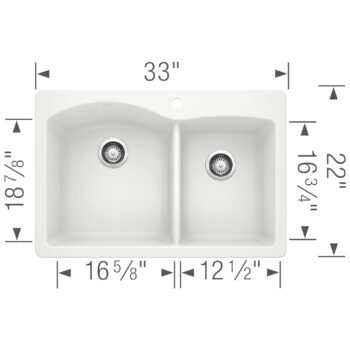 Blanco Diamond SILGRANIT 33" 60/40 Double Bowl Dual Mount Kitchen Sink - White - Image 4