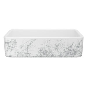 Shaws Lancaster™ 36″ Single Bowl Farmhouse Apron Front Fireclay Kitchen Sink With Metallic Design In Metallic Silver