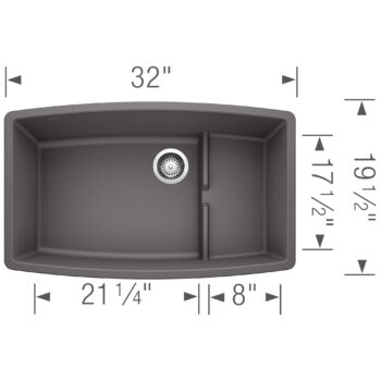 Blanco Performa Cascade SILGRANIT 32" Single Bowl Undermount Kitchen Sink with Colander - Cinder - Image 3
