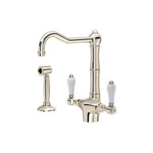 ROHL Acqui® Two Handle Kitchen Faucet With Side Spray In Polished Nickel