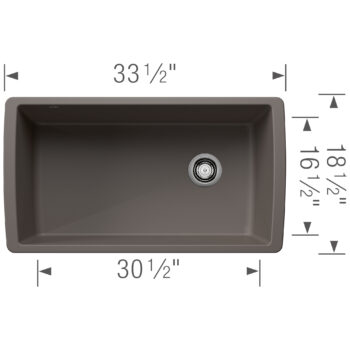 Blanco Diamond SILGRANIT 33" Super Single Undermount Kitchen Sink - Volcano Gray - Image 3