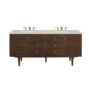Amberly 72" Double Vanity, Mid-Century Walnut