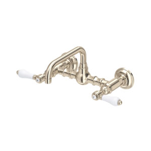 ROHL Acqui® Wall Mount Bridge Lavatory Faucet With U-Spout In Satin Nickel