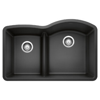 Blanco Diamond SILGRANIT 32" 40/60 Reverse Double Bowl Undermount Kitchen Sink with Low Divide - Anthracite