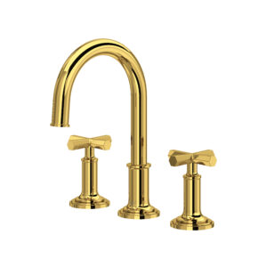 ROHL San Giovanni™ Widespread Lavatory Faucet With C-Spout In Unlacquered Brass