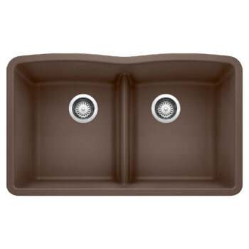 Blanco Diamond SILGRANIT 32" 50/50 Double Bowl Undermount Kitchen Sink with Low Divide - Café