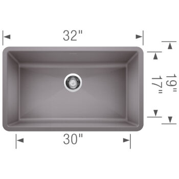 Blanco Precis SILGRANIT 32" Super Single Undermount Kitchen Sink - Metallic Gray - Image 6