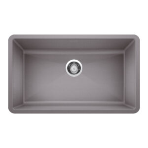 Blanco Precis SILGRANIT 32″ Super Single Undermount Kitchen Sink – Metallic Gray
