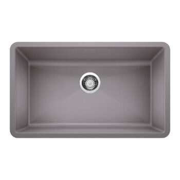 Blanco Precis SILGRANIT 32" Super Single Undermount Kitchen Sink - Metallic Gray